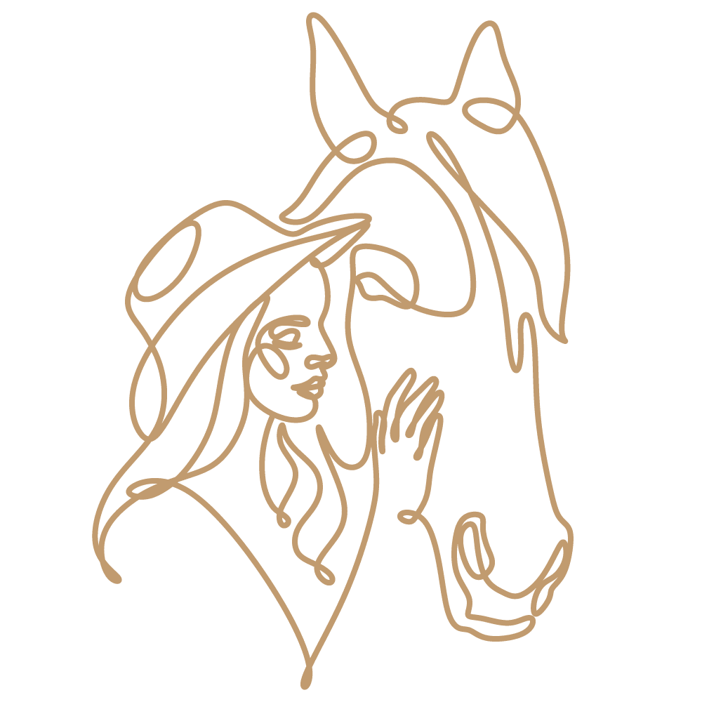 line art of a woman with her horse